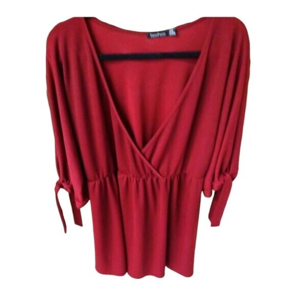 BooHoo Women's New Burgundy Arm tie midi dress Plus Size 16 - Picture 5 of 10